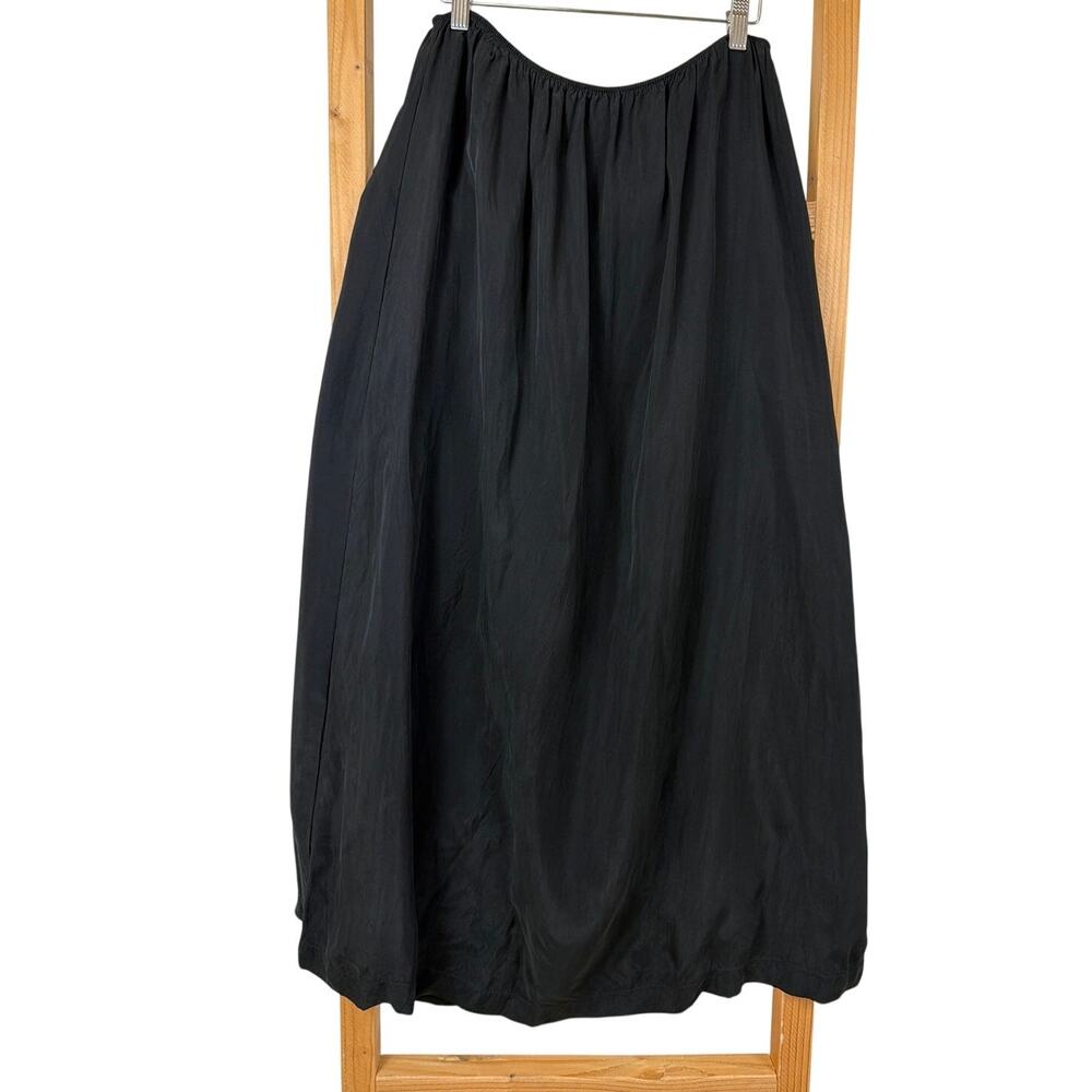 Vintage 90's Bodil Black Elastic-Waist Long Skirt Made in USA Size XL